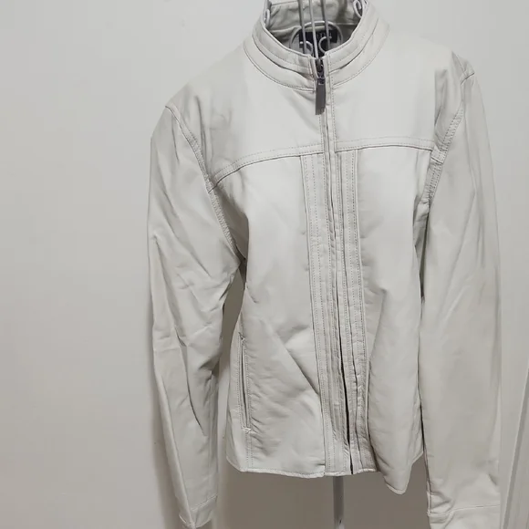 Faux Leather Cream Jacket - Picture 3 of 13